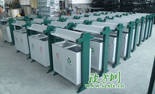 欣方圳鋼板分類垃圾桶，二十年專為小區(qū)潔凈服務(wù)