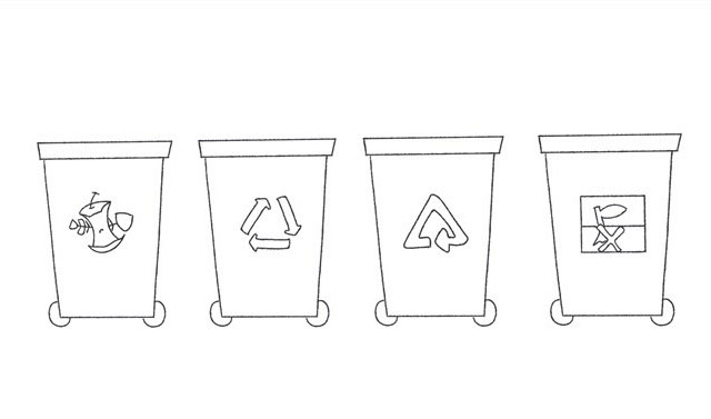 兒童分類垃圾桶怎么畫