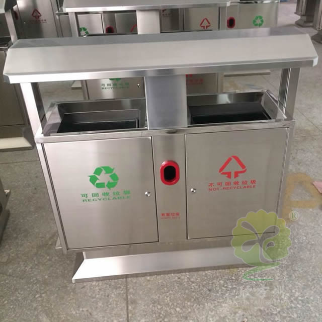 小區常用兩分類不銹鋼垃圾箱
