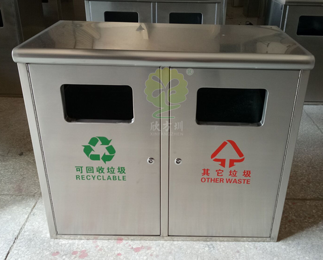 簡潔雙分類不銹鋼垃圾箱 簡潔雙分類不銹鋼垃圾箱