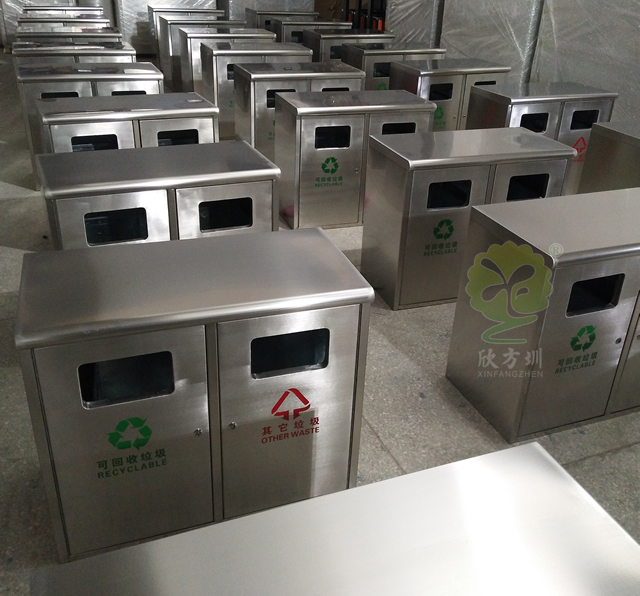 簡潔雙分類不銹鋼垃圾箱 簡潔雙分類不銹鋼垃圾箱