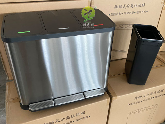 家庭室內不銹鋼3分類垃圾箱 家庭室內不銹鋼3分類垃圾箱