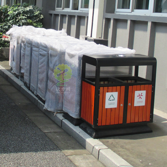 市政兩分類鋼木垃圾桶 市政兩分類鋼木垃圾桶