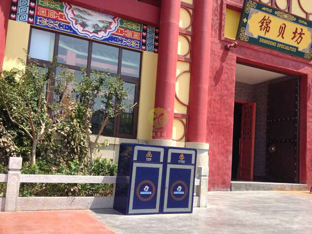 戶外景區方形鋼制垃圾箱