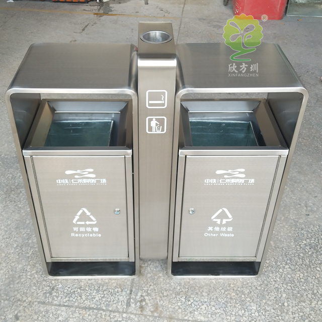 購物廣場分類鋼制垃圾箱