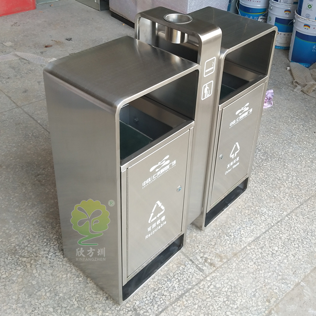 購物廣場分類鋼制垃圾箱