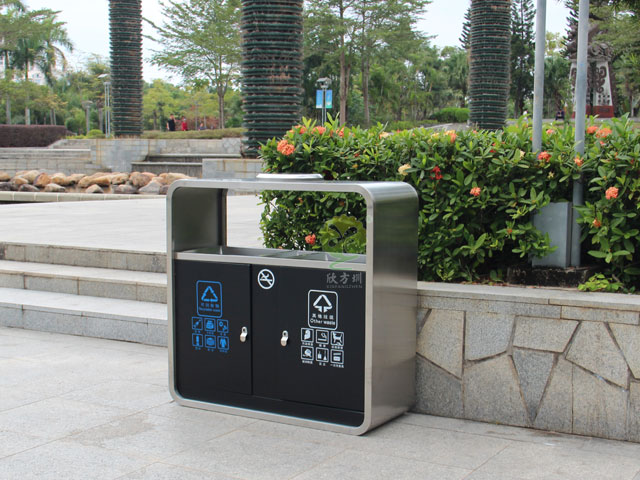 物業小區雙分類鋼制垃圾箱