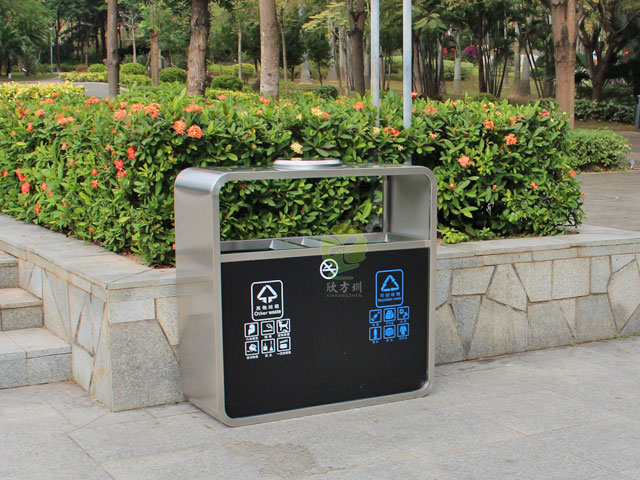 物業小區雙分類鋼制垃圾箱
