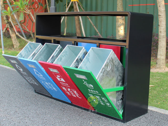 戶外四分類垃圾果皮箱 戶外四分類垃圾果皮箱