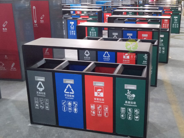 戶外四分類垃圾果皮箱 戶外四分類垃圾果皮箱