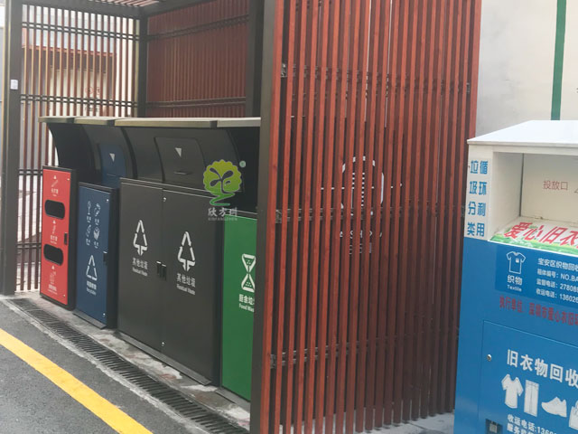 深圳坑梓垃圾分類投放點不銹鋼垃圾分類亭