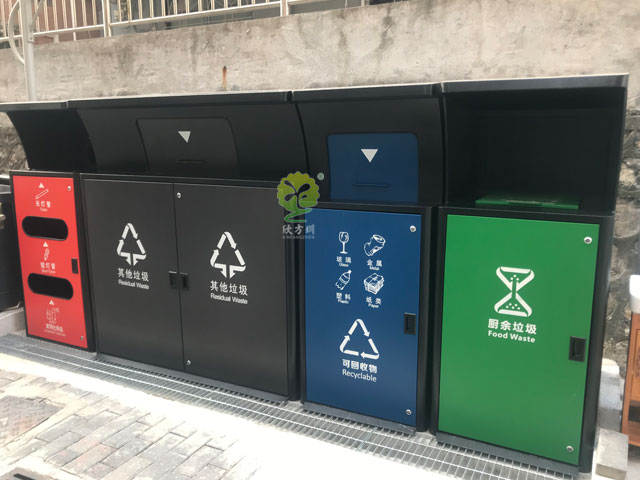 深圳坑梓垃圾分類投放點不銹鋼垃圾分類亭